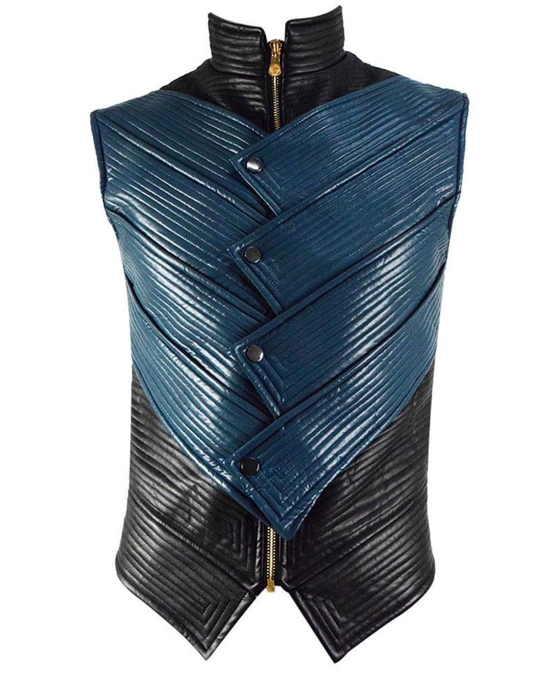 Vergil Blue and Black Leather Vest