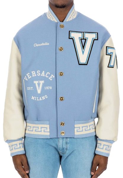 Donatella Versace Blue Varsity Jacket