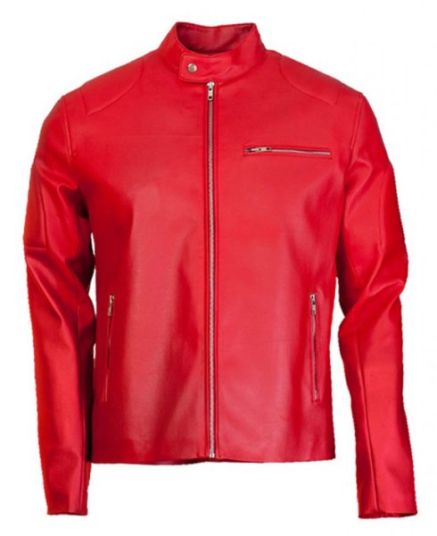 Elegant Design Red Biker Jacket for Men