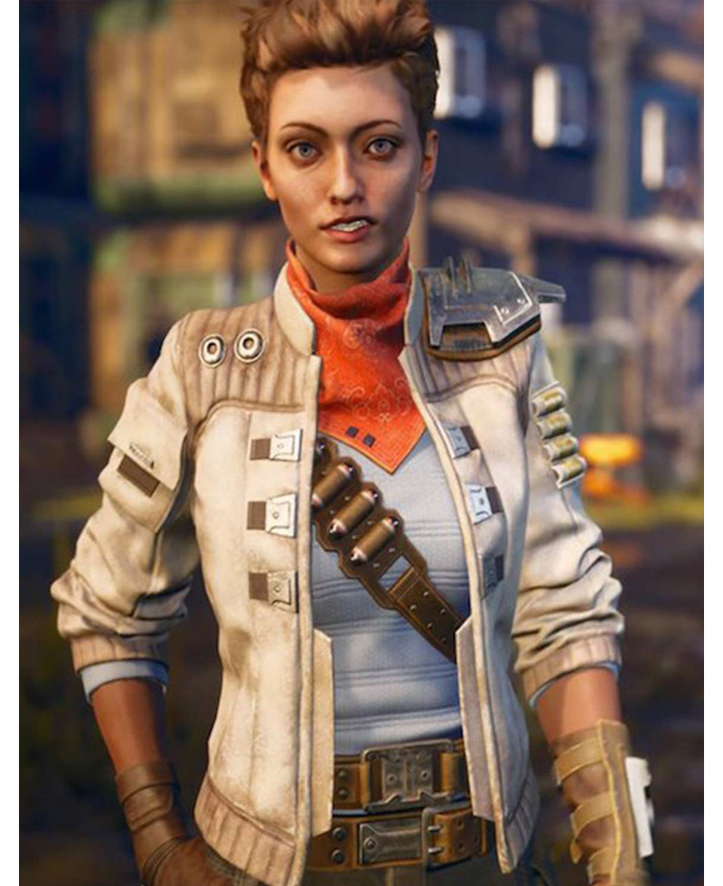 Ellie The Outer Worlds White Leather Jacket
