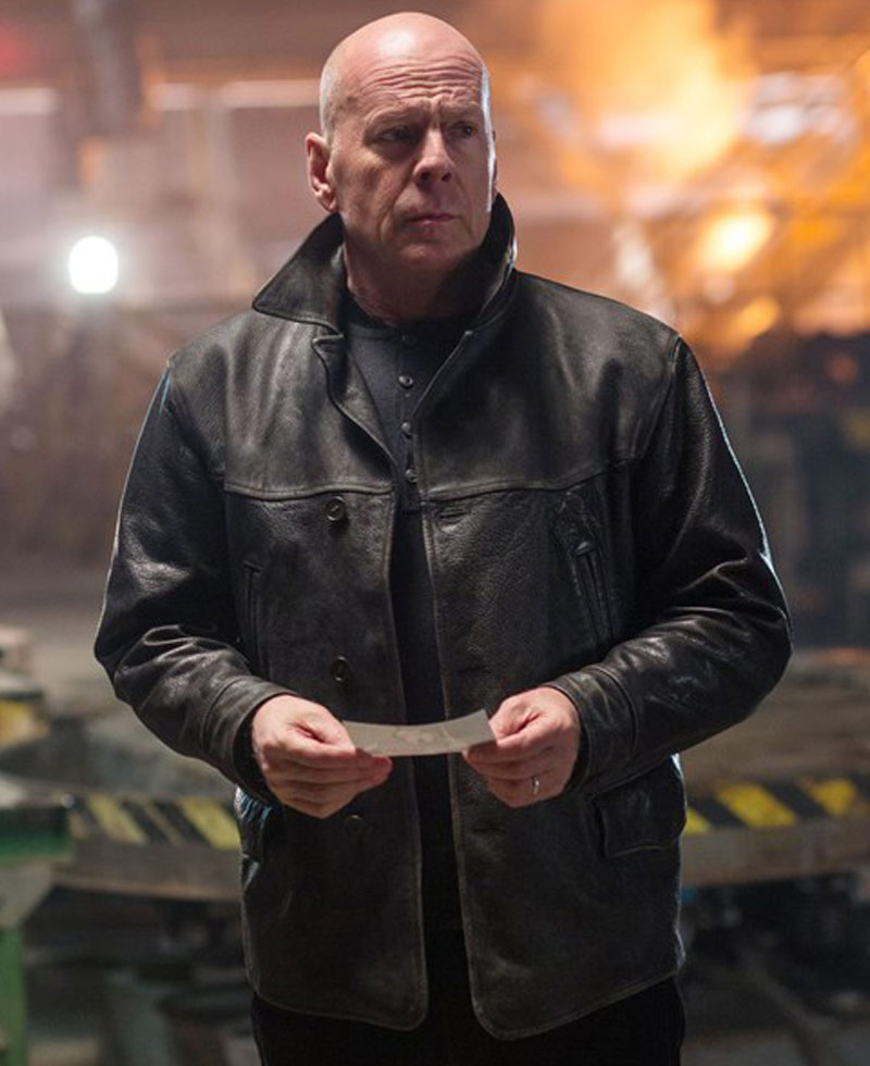 Extraction Film Bruce Willis Black Leather Jacket