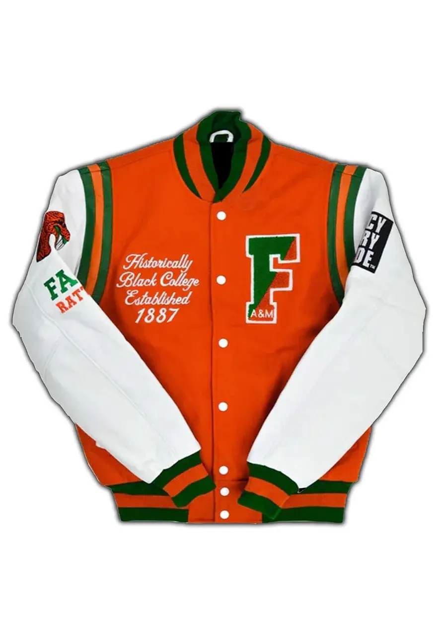 Famu Motto 2.0 Orange Varsity Jacket