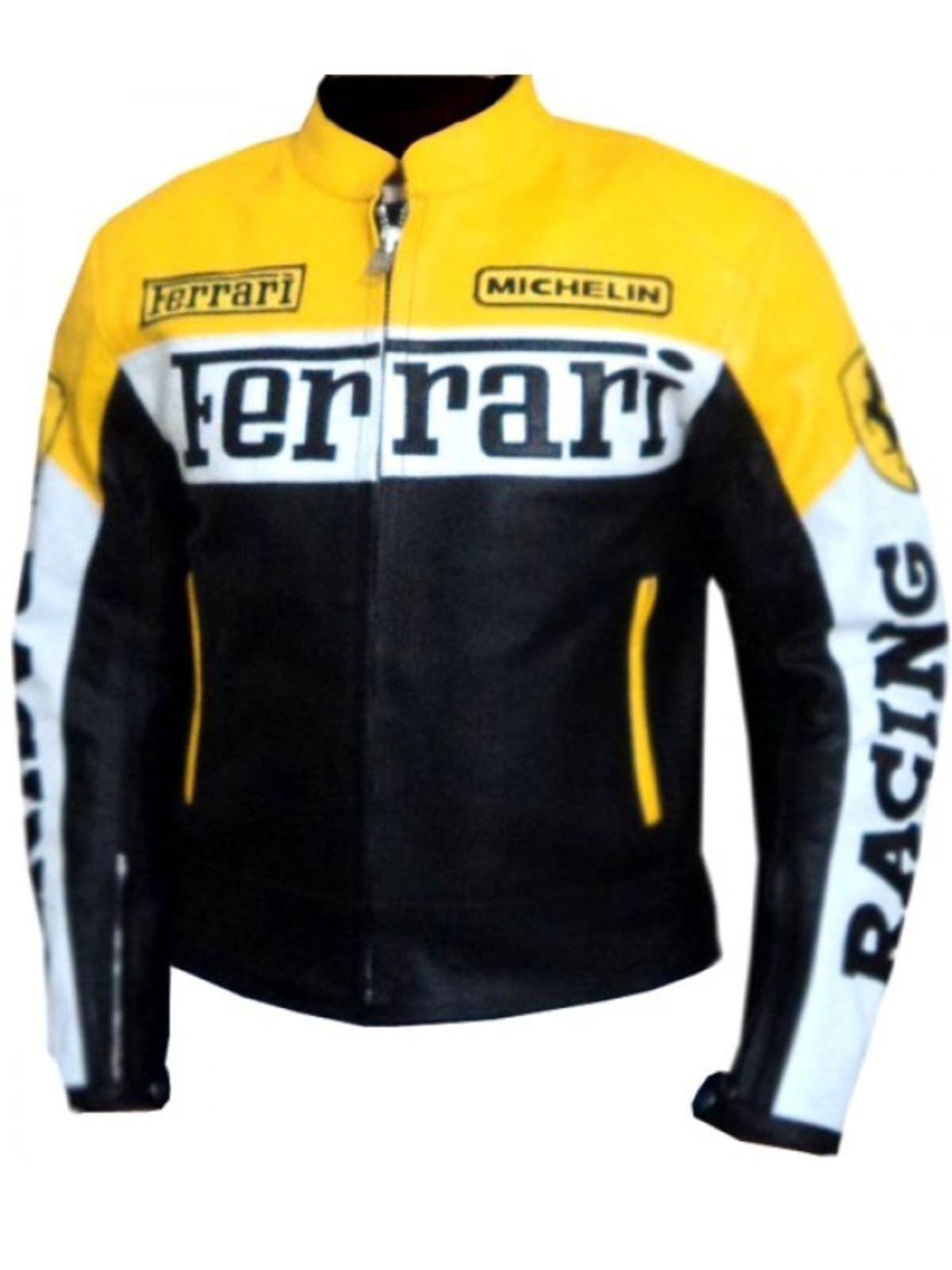 Ferrari Leather Motorcycle Yellow Jacket