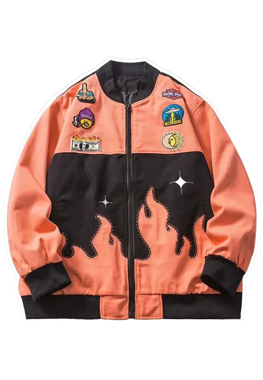 Flame Retro Baseball Jacket