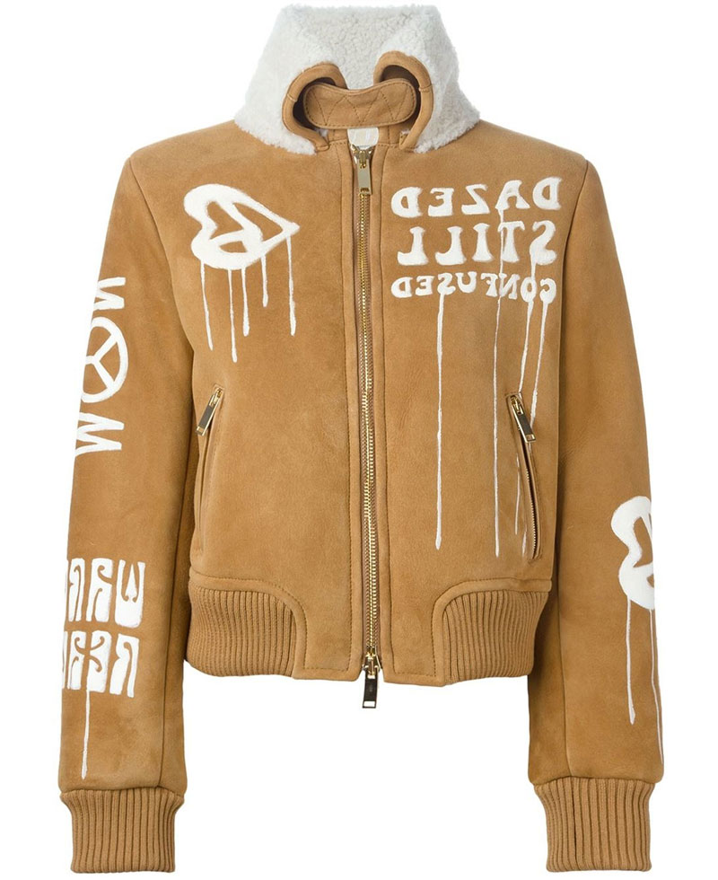 Gigi Hadid Bomber Brown Suede Leather Jacket