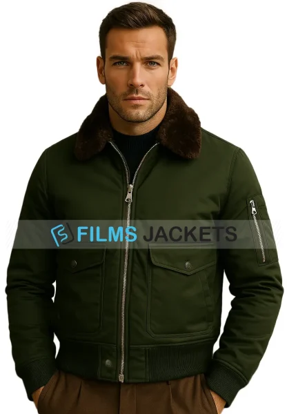 green fur collar jacket