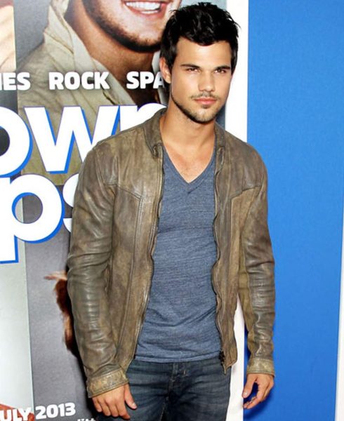 Taylor Lautner Grown Ups 2 Premiere Distressed Leather Jacket