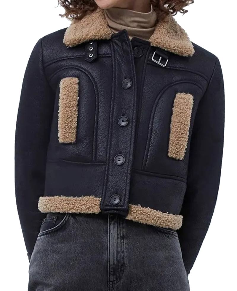 Kelly Brook Heart Radio Studios Shearling Jacket