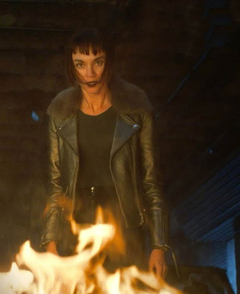 Sydney Lemmon Helstrom Leather Jacket with Fur Collar
