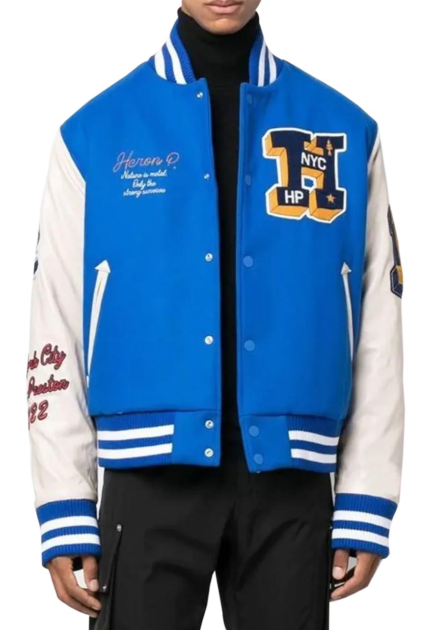 Heron Patches Wool Varsity Jacket