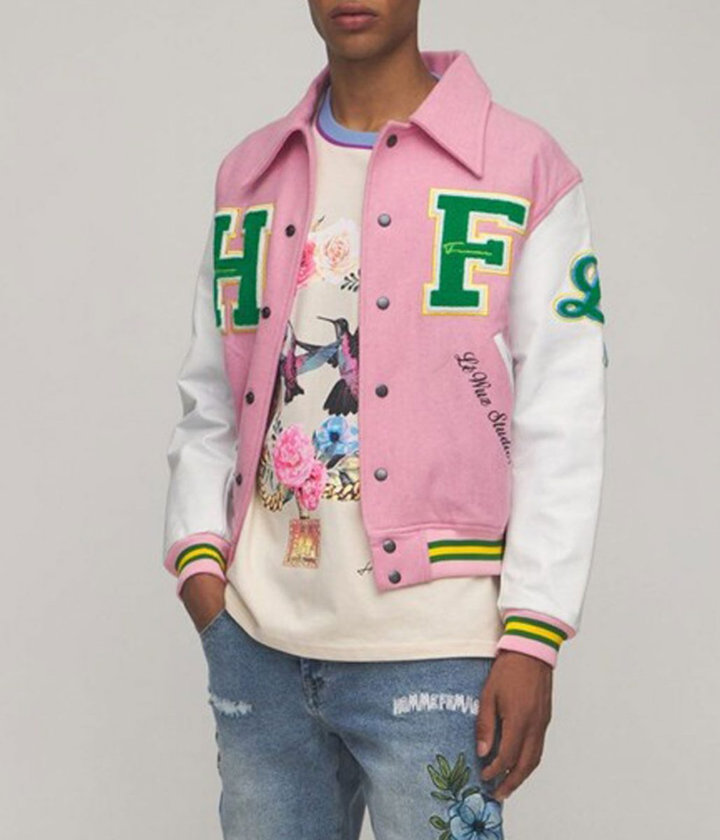 HF Homme Femme Letterman Pink Jacket