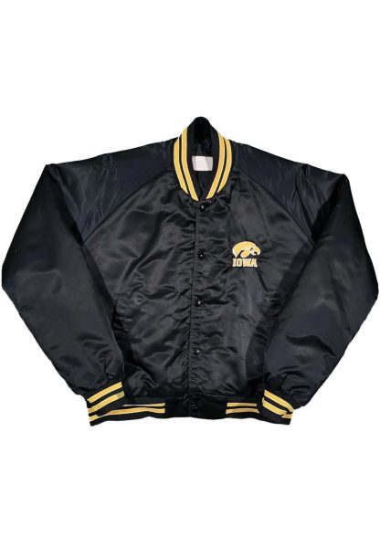 Iowa Hawkeyes 80s Black Satin Jacket