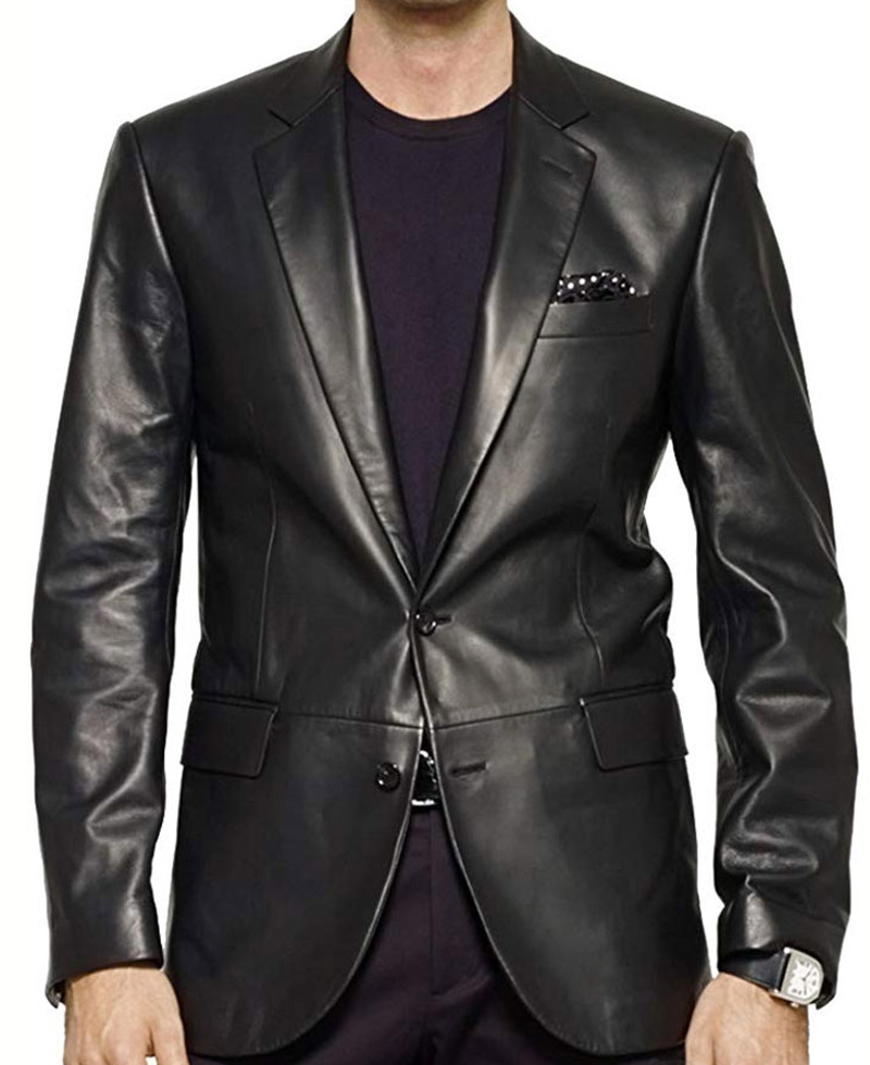 James Gandolfini The Sopranos Black Leather Blazer
