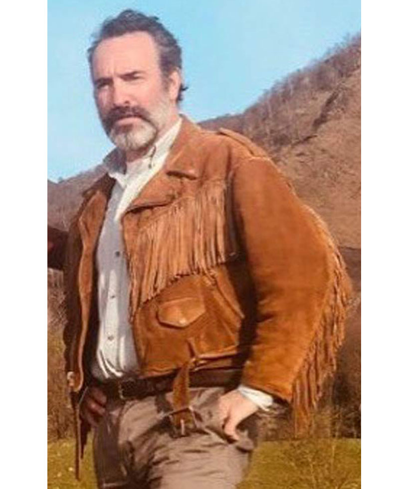 Jean Dujardin Deerskin Brown Fringe Jacket
