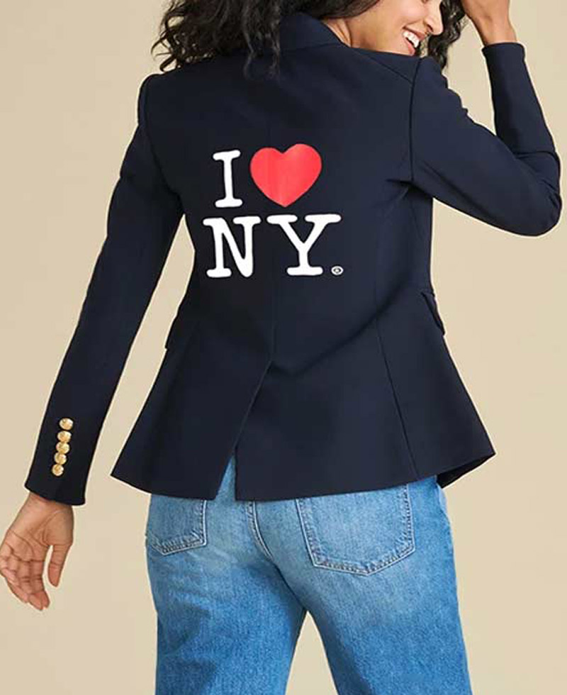 I Love NY Jenna Bush Hager Blue Double Breasted Blazer