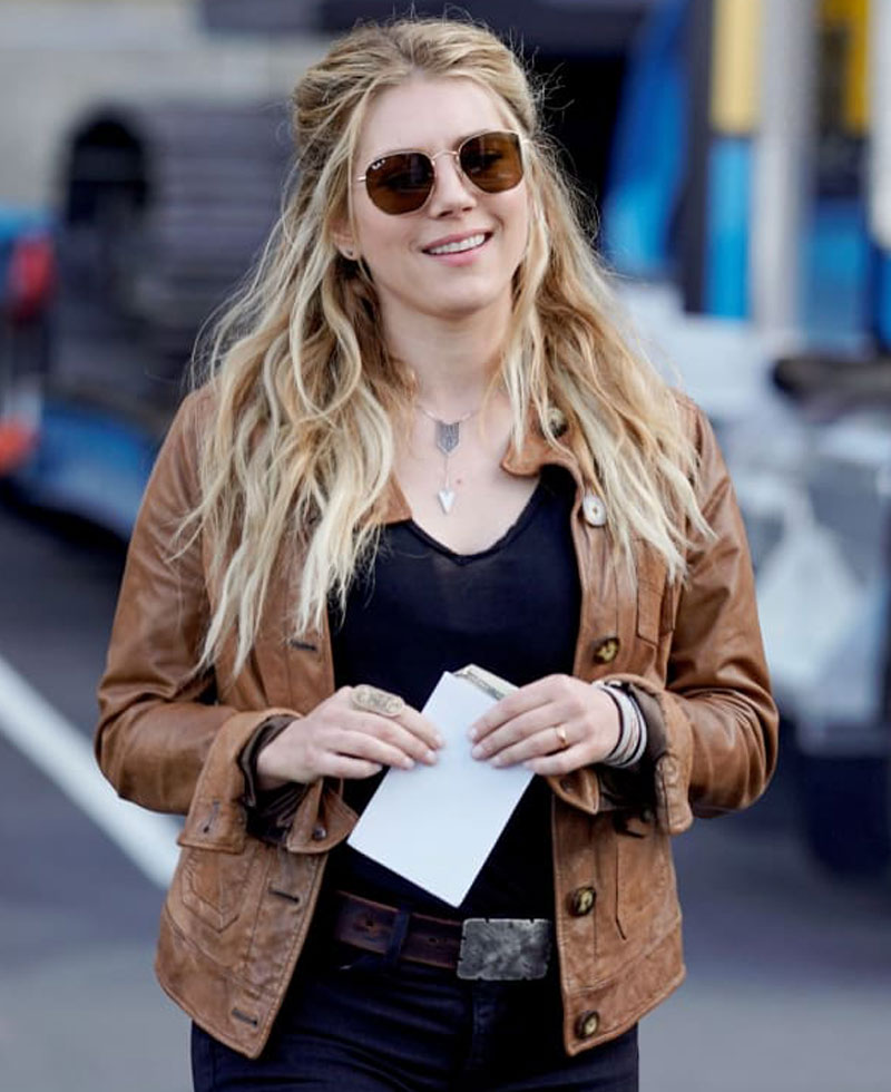 Big Sky Katheryn Winnick Waxed Brown Leather Jacket