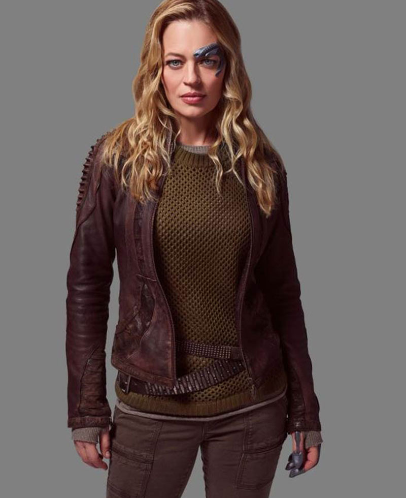 Jeri Ryan Star Trek Picard Brown Leather Jacket