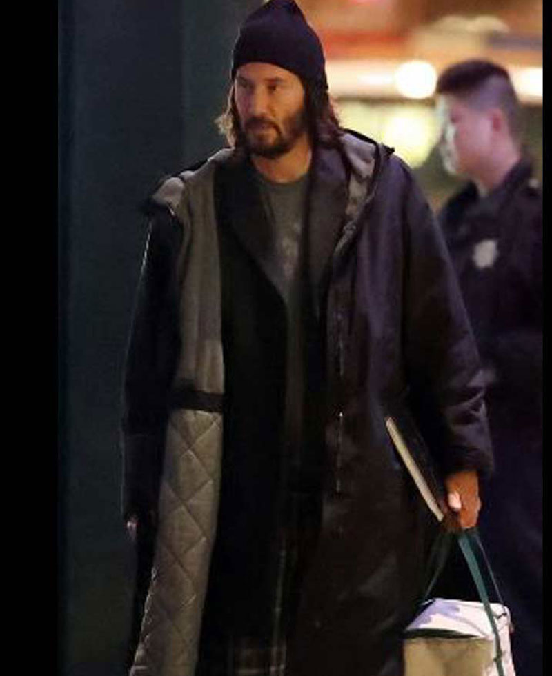 Keanu Reeves The Matrix 4 Coat with Hood
