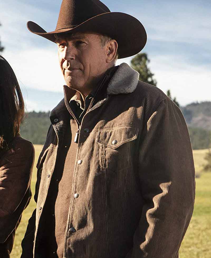 Kevin Costner Yellowstone Brown Corduroy Jacket