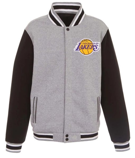 Los Angeles Lakers Black and Gray Varsity Jacket