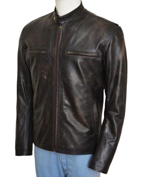 Mark Wahlberg Contraband Distressed Brown Leather Jacket