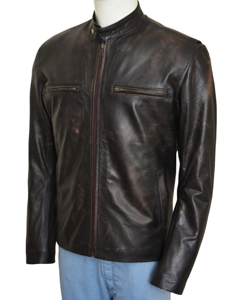 Mark Wahlberg Contraband Distressed Brown Leather Jacket