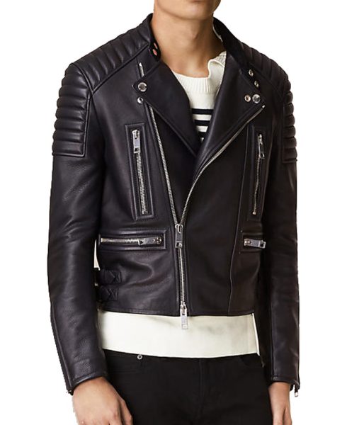 Men's Asymmetrical Black Motorcycle Jacket