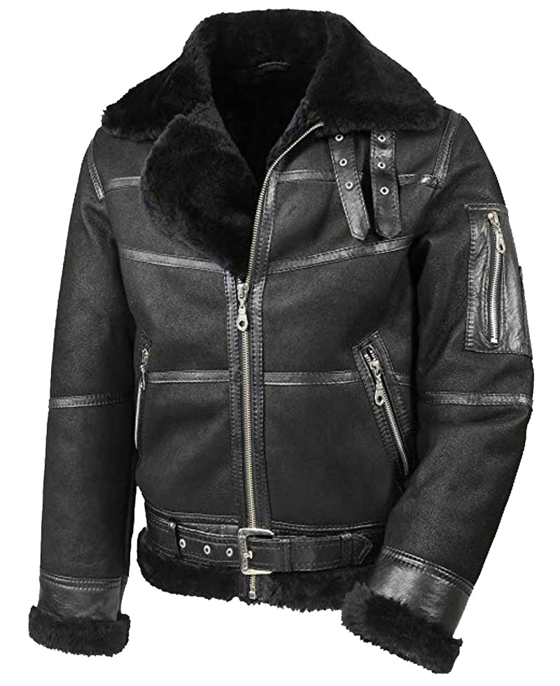 Men's B16 Shearling Black Leather Jacket