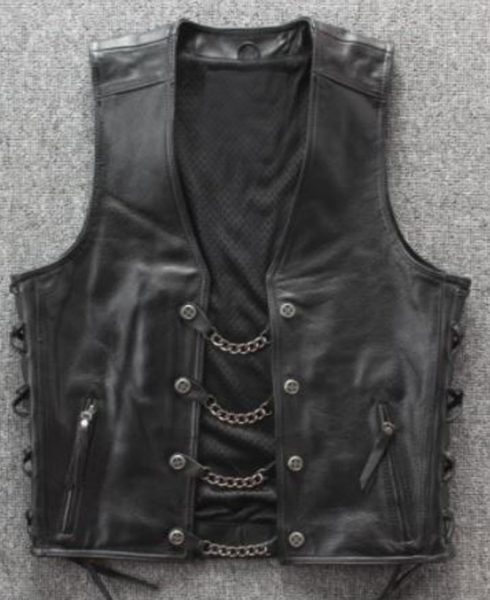 Men's Chain Biker Black Vest