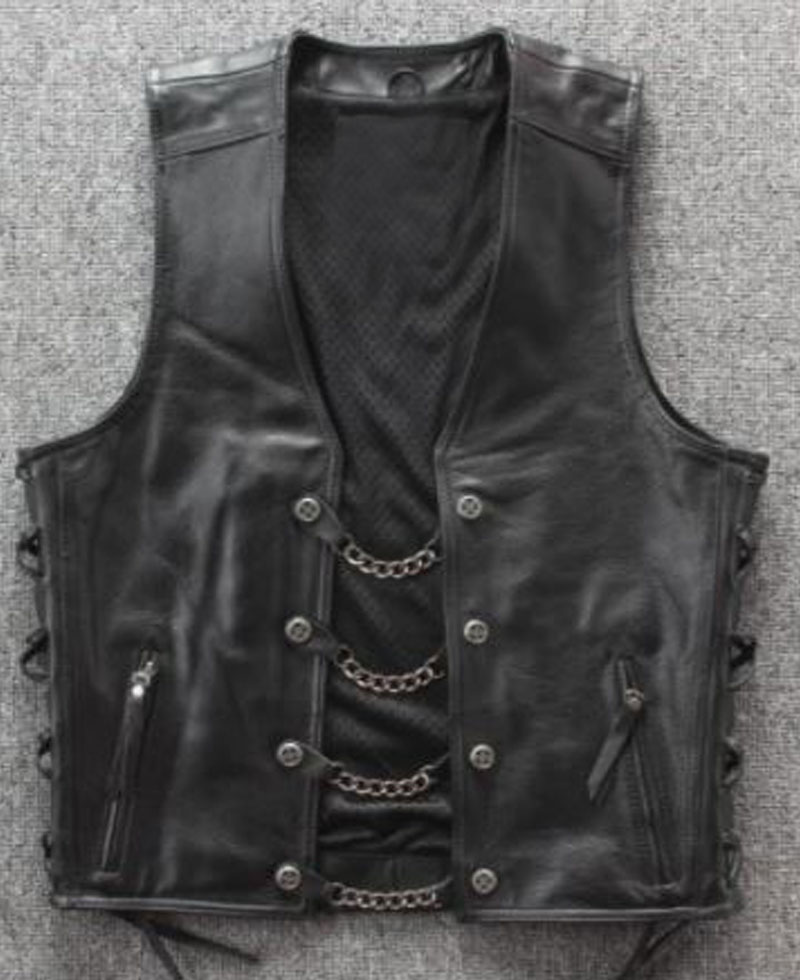Men's Chain Biker Black Vest