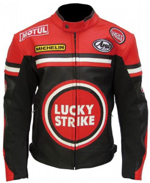 Men's Lucky Strike Red and Black Motorcycle Jacket