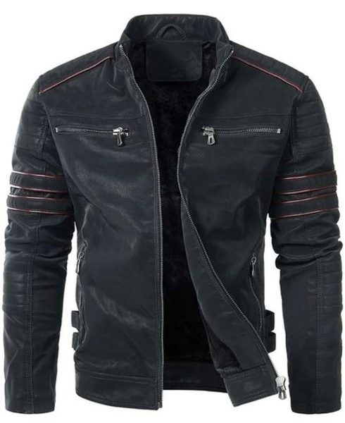 Men's Pegasus Red Striped Leather Jacket