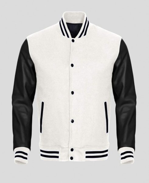 Men's Bomber Varsity Black and White Jacket