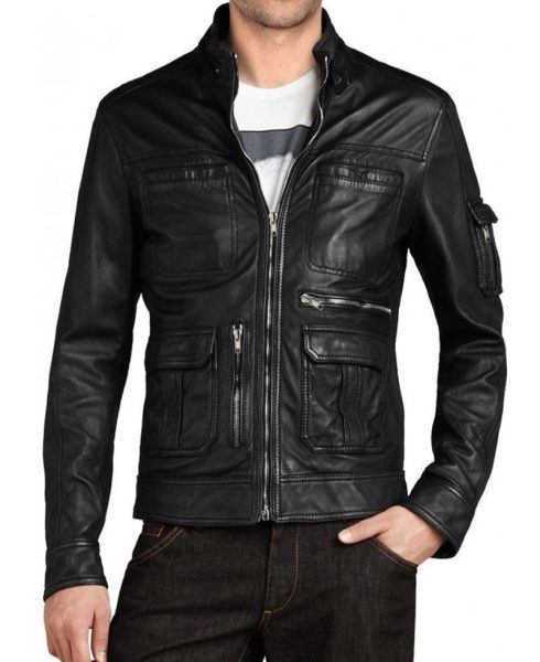 Men's Slim Fit Black Leather Jacket