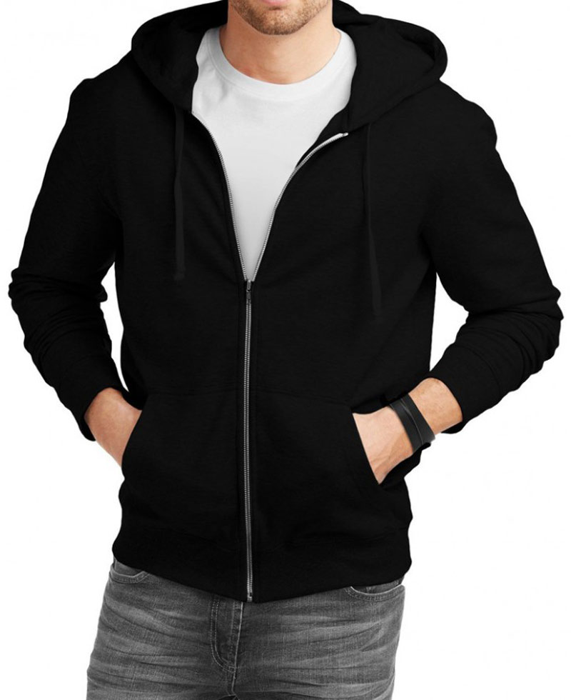Men's Zip Up Black Hoodie