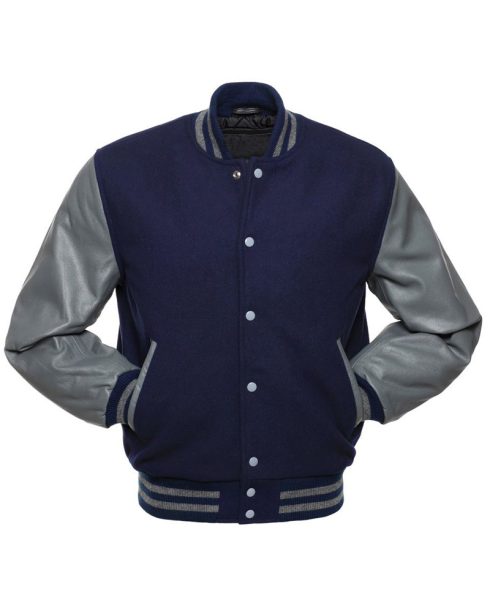 Men's Blue and Gray Bomber Jacket