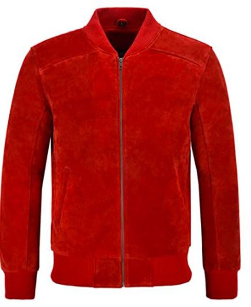 Men's Classic Bomber 70's Suede Red Jacket