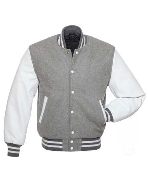 Men's Bomber Grey Wool Varsity Jacket