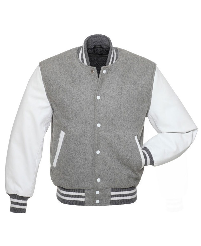 Men's Bomber Grey Wool Varsity Jacket