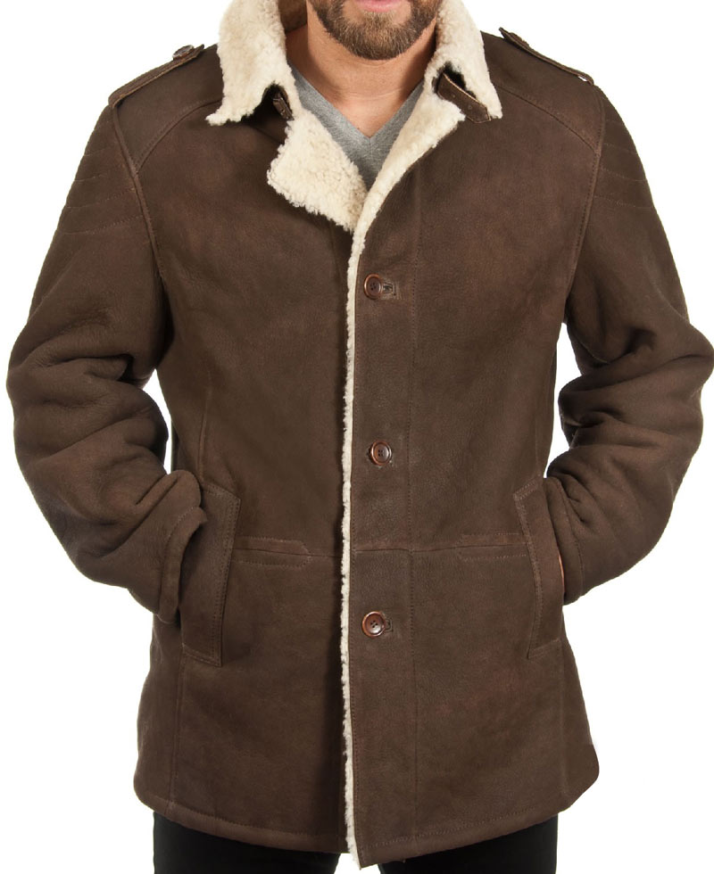 Men's Shearling Brown Sheepskin Leather Coat