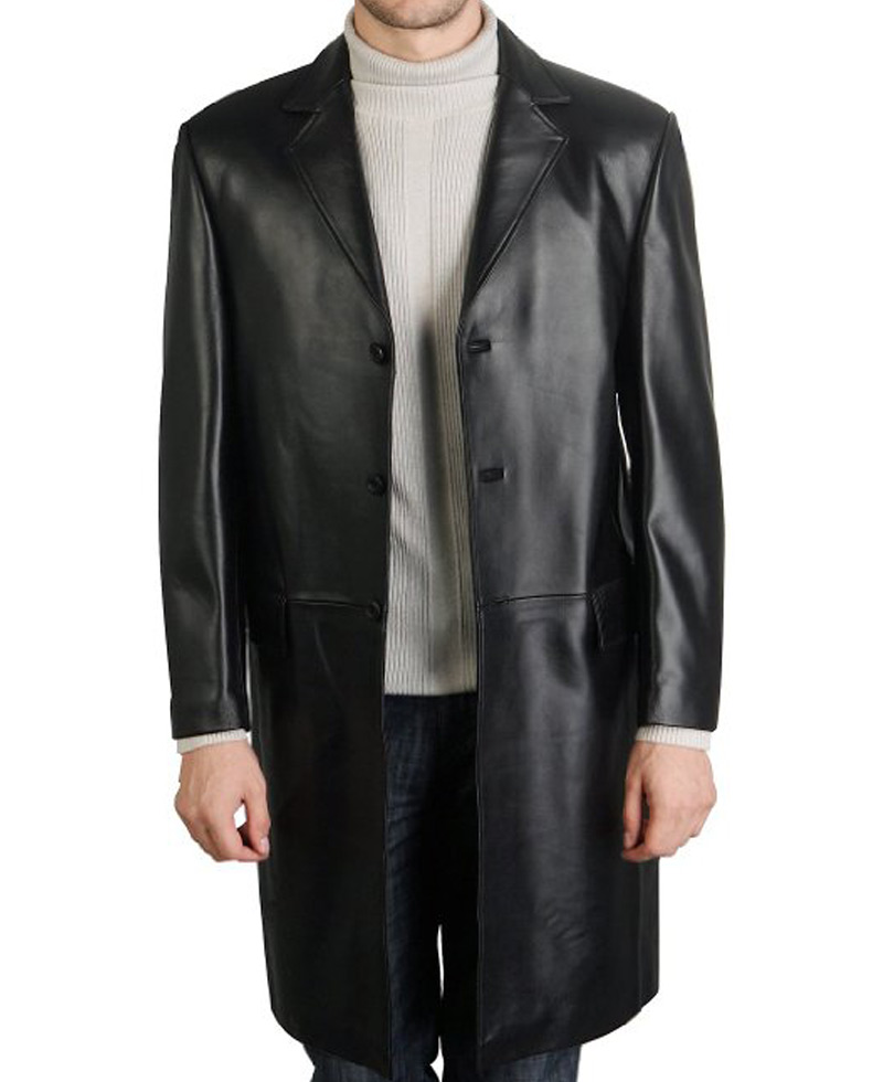 Men's Casual Wear Walking Cowhide Leather Coat