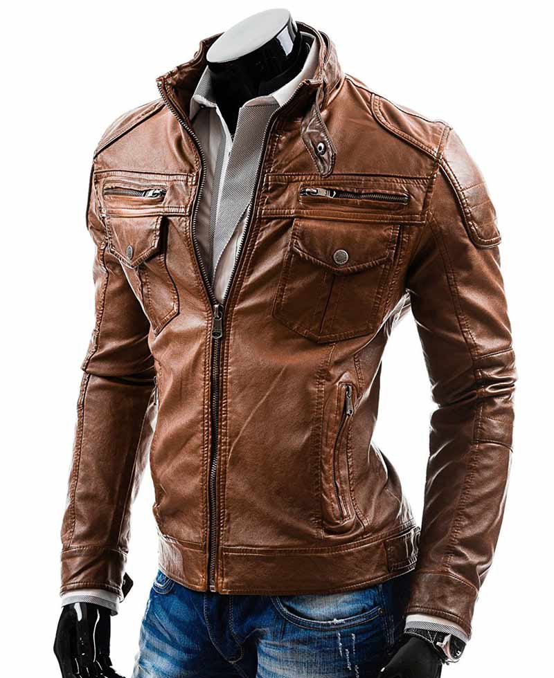 Men's Casual Wear Slim Fit Camel Brown Jacket