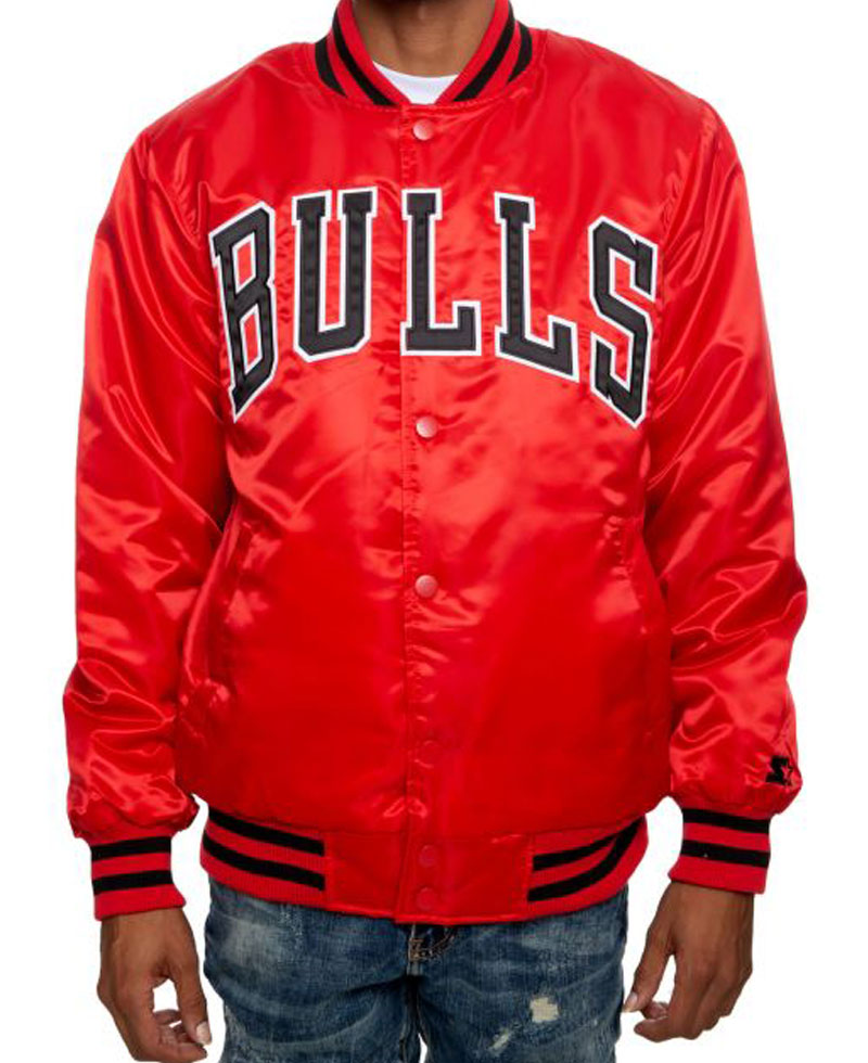 Men's Chicago Bulls Bomber Satin Red Jacket