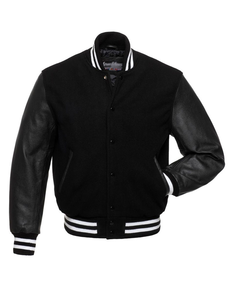 Men's College Black Bomber Jacket