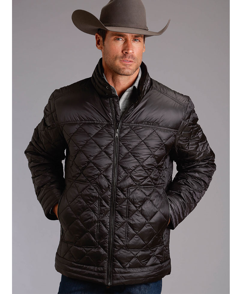 Men's Cowboy Quilted Black Down Jacket