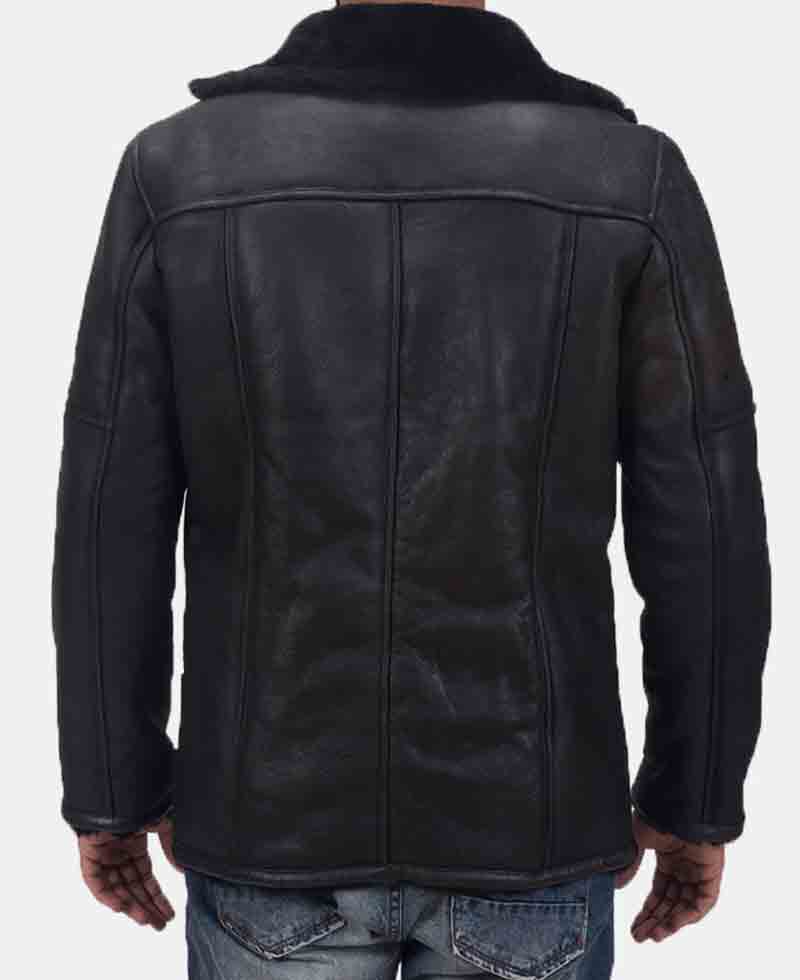Men's Furcliff Double Face Shearling Black Leather Jacket - Image 6