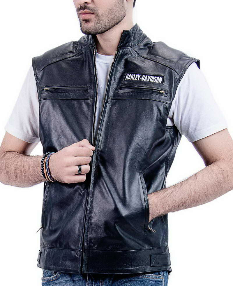 Men's Harley Davidson Moto Rider Leather Vest