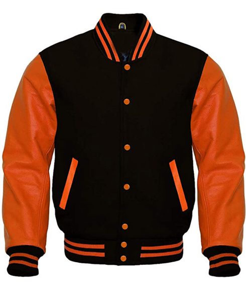 Men's Varsity Black and Orange Jacket