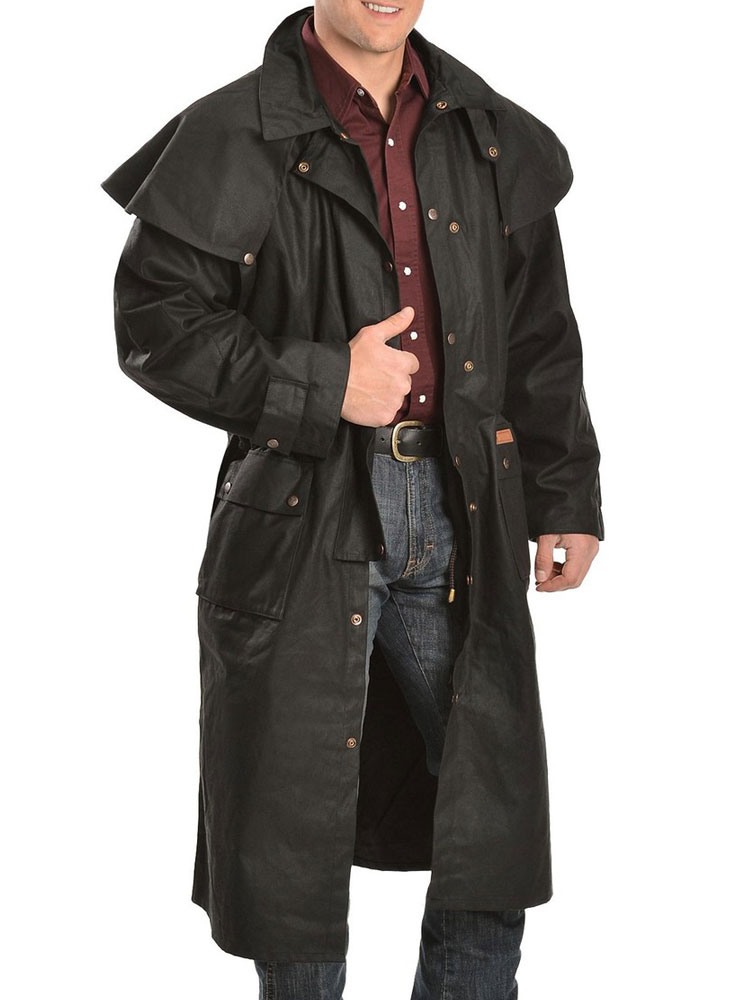 Men's Low Ride Cowboy Cotton Black Duster