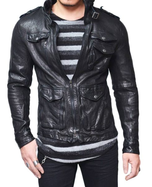Men's Wrinkled Black Lambskin Leather Jacket